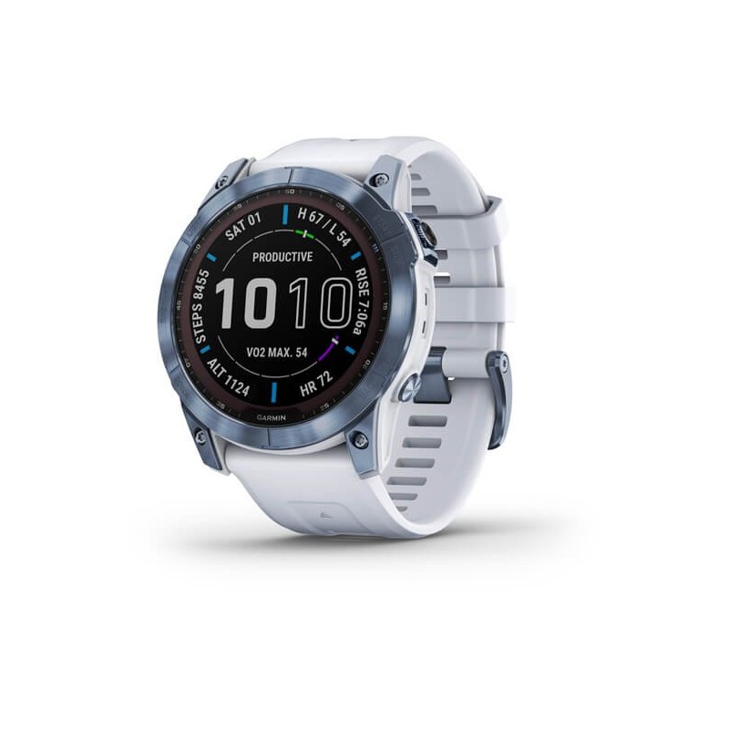 Montre GPS GARMIN Fenix 7X Sapphire Solar Titane cobalt blue / white