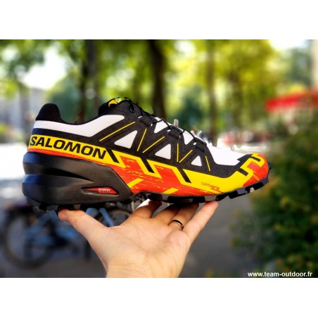 Salomon Speedcross 6 White, Black & Empire Yellow Shoes