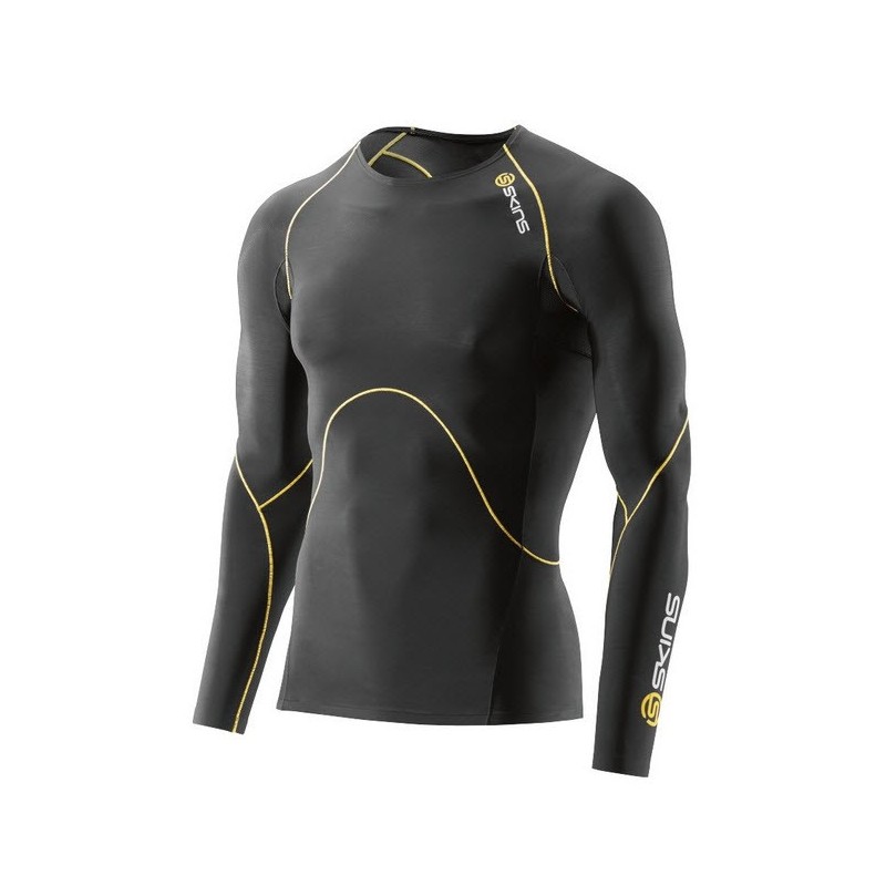 Haut ML compression SKINS A400 homme noir/jaune TAILLANT TEXTILE S